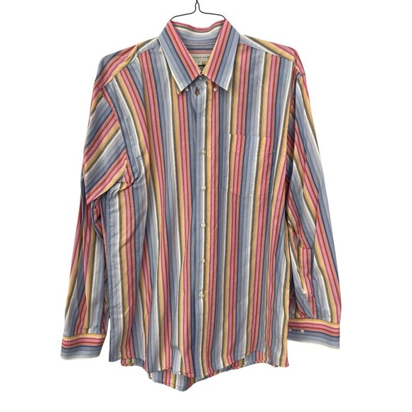 Cutter and Buck Striped Button Down Shirt Mens Large Multicolor Cotton Academia - Picture 1 of 7